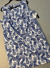 Alyx Sheath Dress Womens 18 Blue And White Pineapple Sleeveless Scoop neck Midi