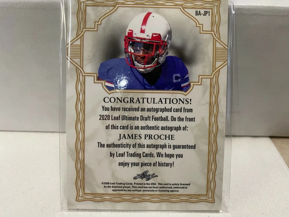 2020 Leaf Ultimate Draft James Proche XRC 23/25 RC Auto Card #3406 - Image 4 of 4