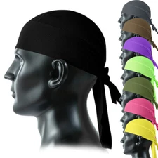 Cooling Skull Cap Do Rag Bandana Head Wrap Biker Motorcycle Doo Dew Black Hat