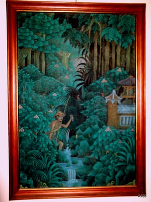 QUADRO BALINESE ACRILICO SU TELA: PESCATORE 52X37