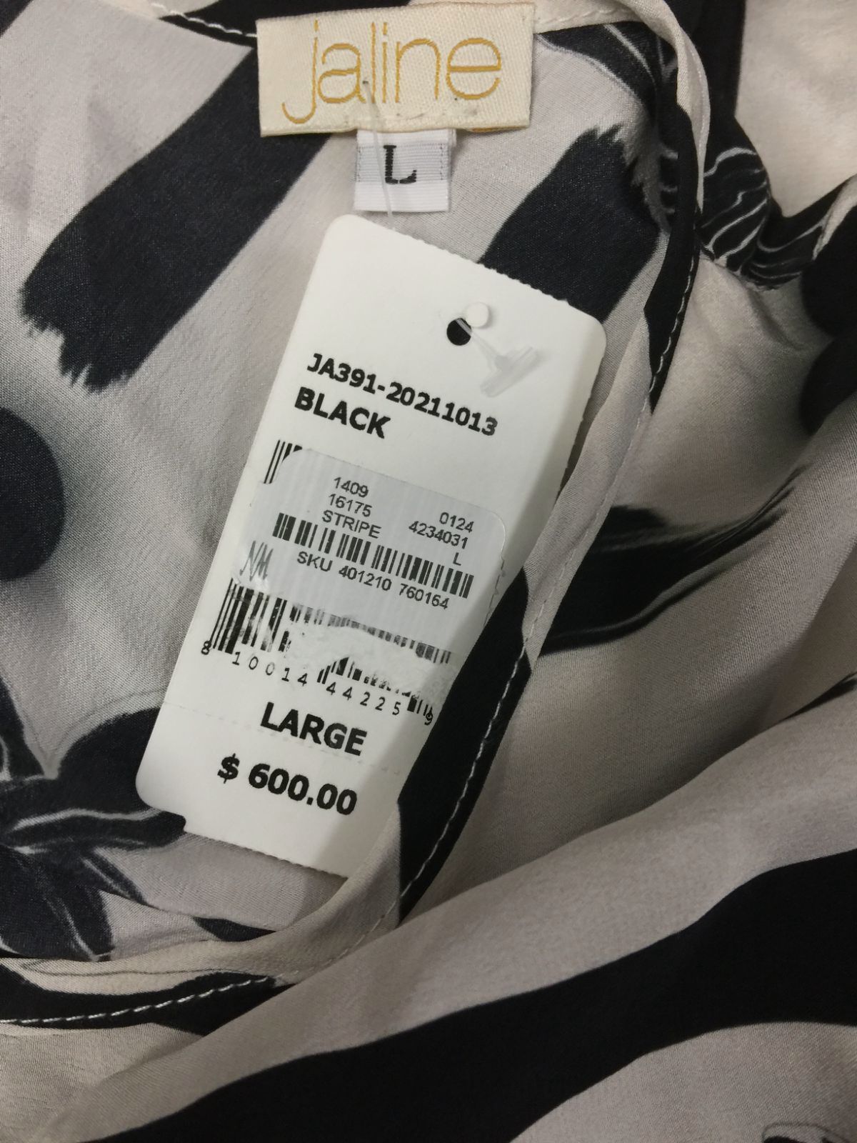 $600 Jaline Women's Black White Freya Short Silk Dress Size Large image 3