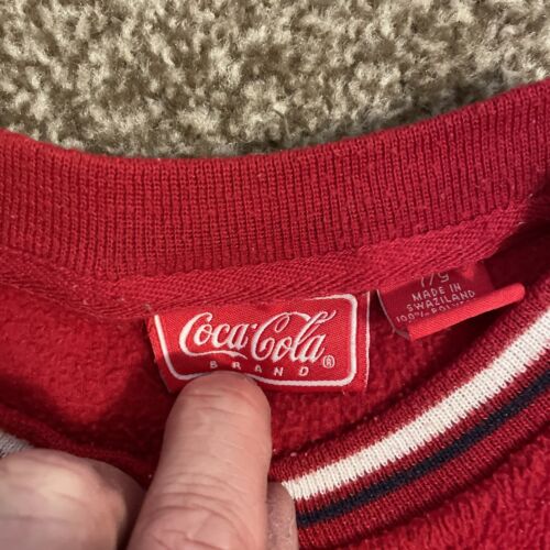 VTG Coca Cola Fleece Sweatshirt Youth 7/9 Embroidered 80s 90s Coke - Picture 3 of 5