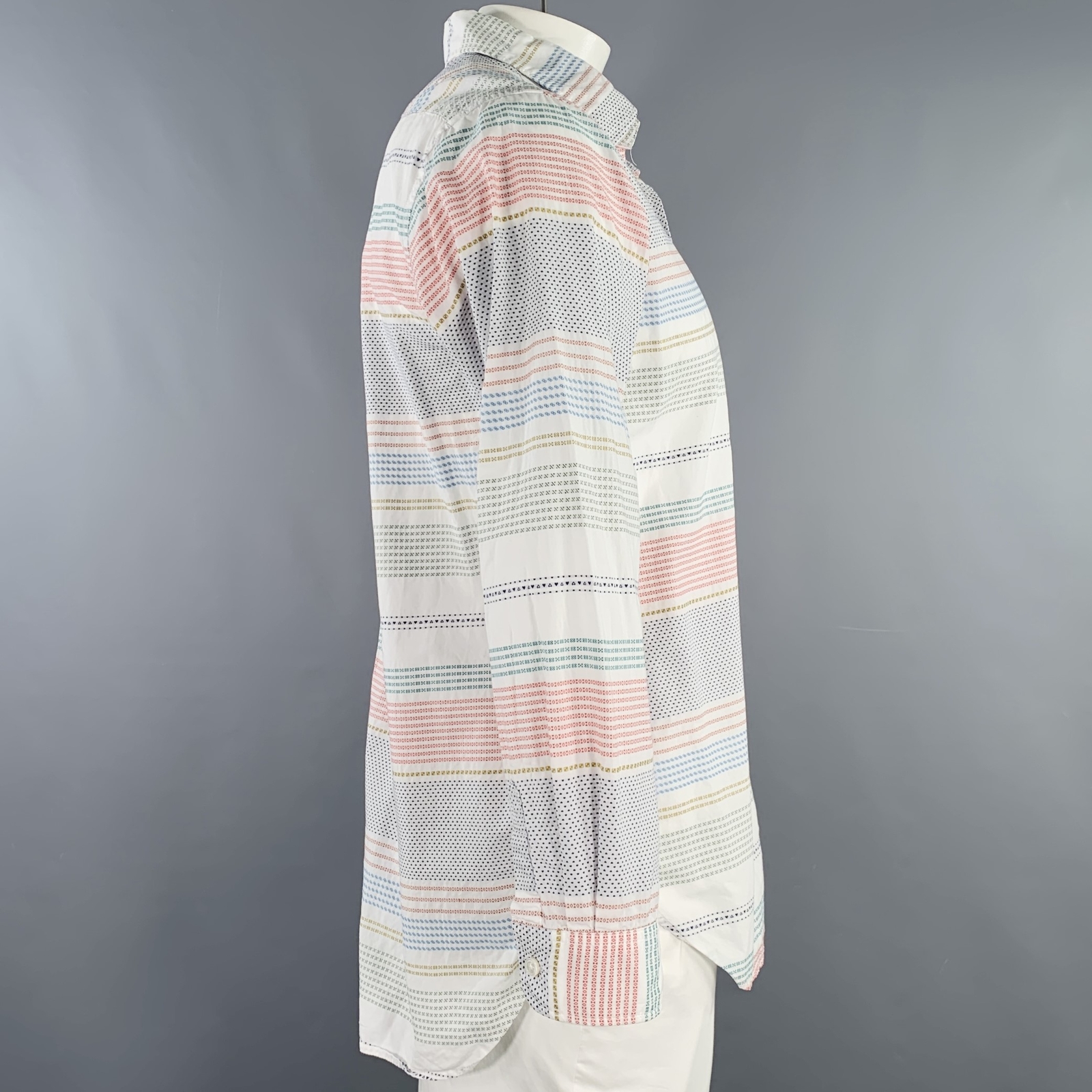 ENGINEERED GARMENTS Size L White Multi Color Stri… - image 3