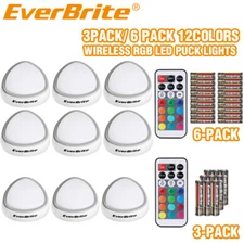 EverBrite 6Pack/3Pack Tap Light LED Puck Light Wireless Push Lights 12 RGB Color