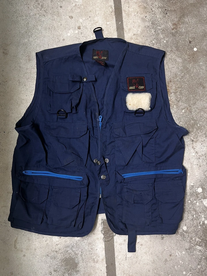 Винтажный мужской жилет 90-х с орлиным когтем L/XL Deluxe рыболовные снасти темно-синий - Изображение 2 из 4