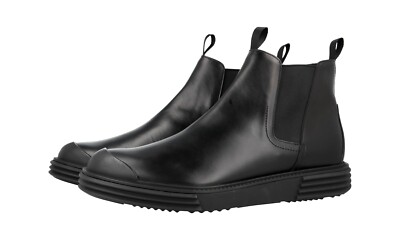 PRADA Leder Chelsea Boots Stiefelette Schuhe - 2TE128 - Schwarz NEU -  11 45