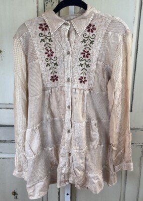 NWT Young Threads Top Large Embroidered Bohemian Cottage Core Hippie  W2