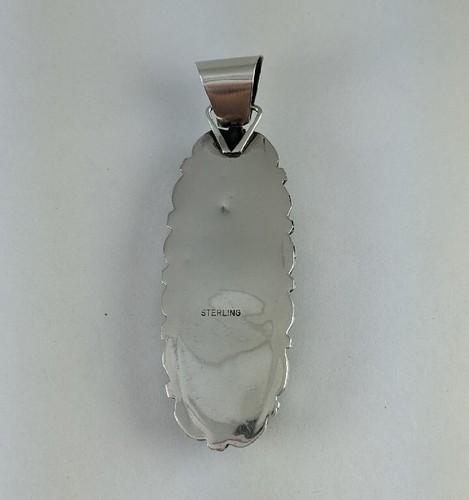 Sterling Silver 2.75" Oval Black Onyx Handcrafted Pendant Native American - Picture 8 of 9