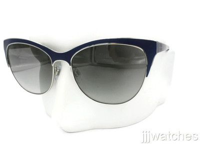 New Giorgio Armani Semi Rimless Silver Matte Blue Sunglasses AR6019 306211 57 