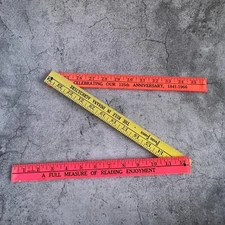 Ruler Yardstick - Tri-Fold Wooden Ruler w/ Ads - "A Full Measure Of Reading Joy"