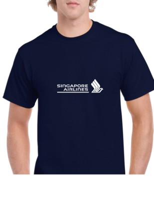Singapore Airlines White Logo Aviation Geek Navy Blue Cotton T-shirt