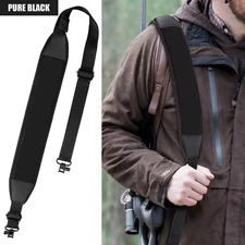 Black Rifle Gun Sling with Swivels & Neoprene Shoulder Padding Strap Adjustable
