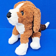 IKEA HUND GOSIG VALP WEICH STOFFTIER 30 CM WEISS BRAUN KUSCHELTIER DOG