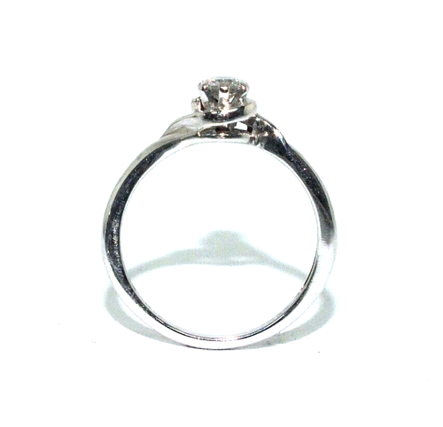 Ladies 9ct white gold twist design ring set with a solitaire diamond, UK size J - Picture 2 of 9