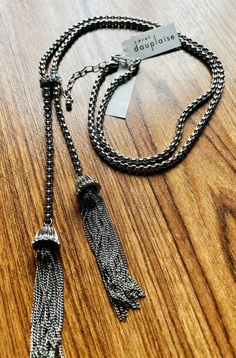 Vintage Carol Dauplaise Silver Tone Necklace With Tags And 2 3 4 Extender