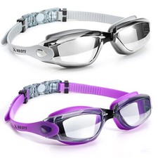 2 Pack Swim Goggles for Adult Youth Soft Silicone Gasket Anti-Fog Pool Goggle