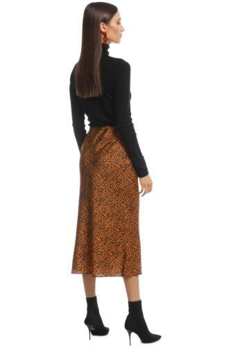 THE EAST ORDER Sahara Midi Skirt Brown Leopard Size AU 10 RRP 129 WITH DEFECTS - Picture 3 of 9