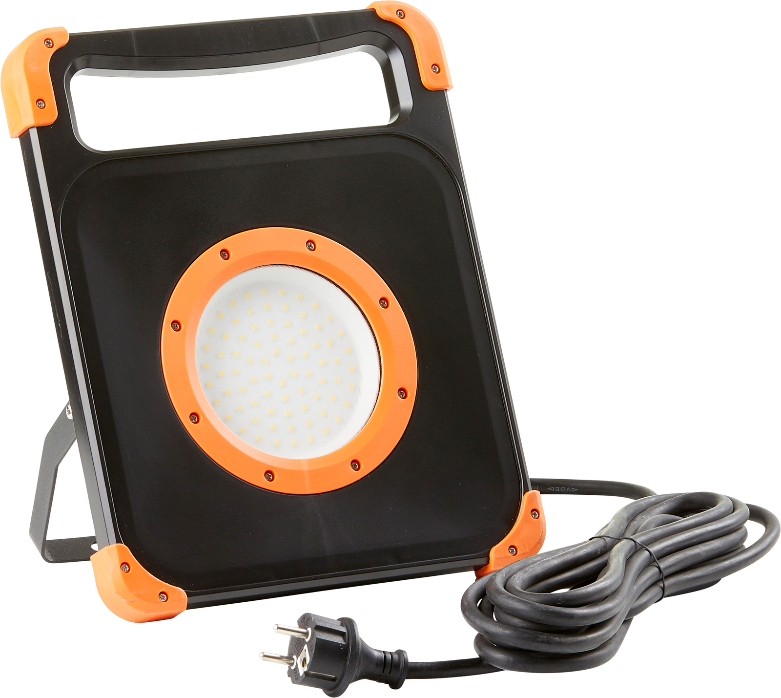 LED Baustrahler Arbeitsstrahler 50W stabilem Standgestell 2x Steckdose 5m Kabel