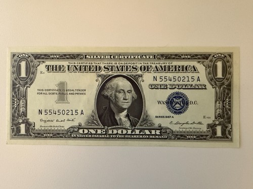 1957 A $1 One Dollar Silver Certificate Blue Seal Currency Note