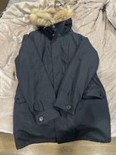 Sandro Mens Faux Fur Parka Navy Sz Medium NWO...