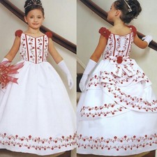 NWT Satin All White Flower Girl Dress Pageant Gown Communion Dress Size 12