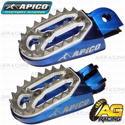 Apico Pro Bite Blue Wide Footpegs For Husaberg FE 350 2008 Motocross Enduro