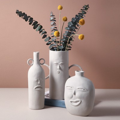 Abstract Face Ceramic Vase Statues Flower Pot Funny Pottery Art Nouveau Home Ebay