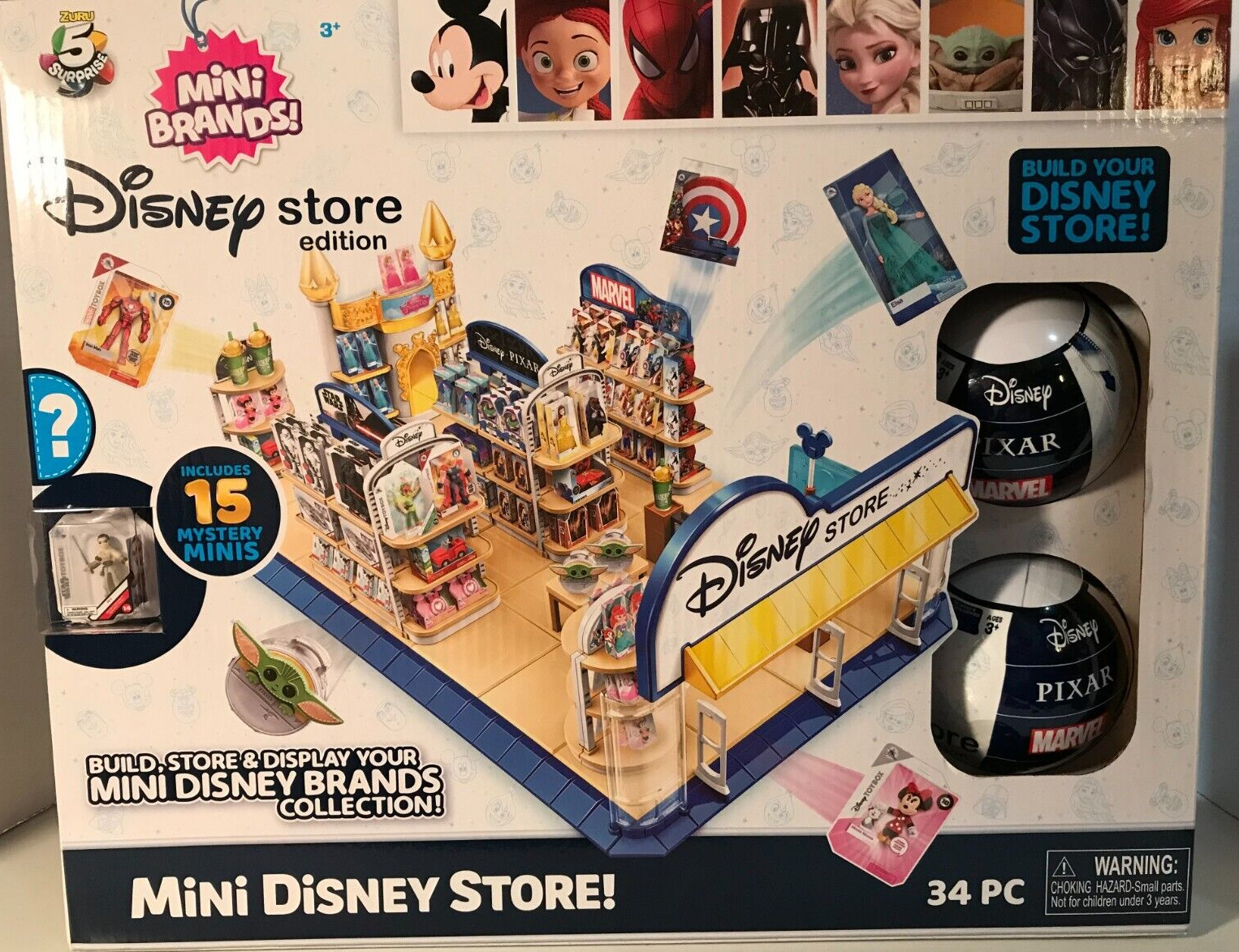 Mini Brands Disney Store Playset 34 pcs. (15 mystery minis)--New