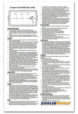 Large Laminated Billiards Eight 8 Ball Rules & Regulations 