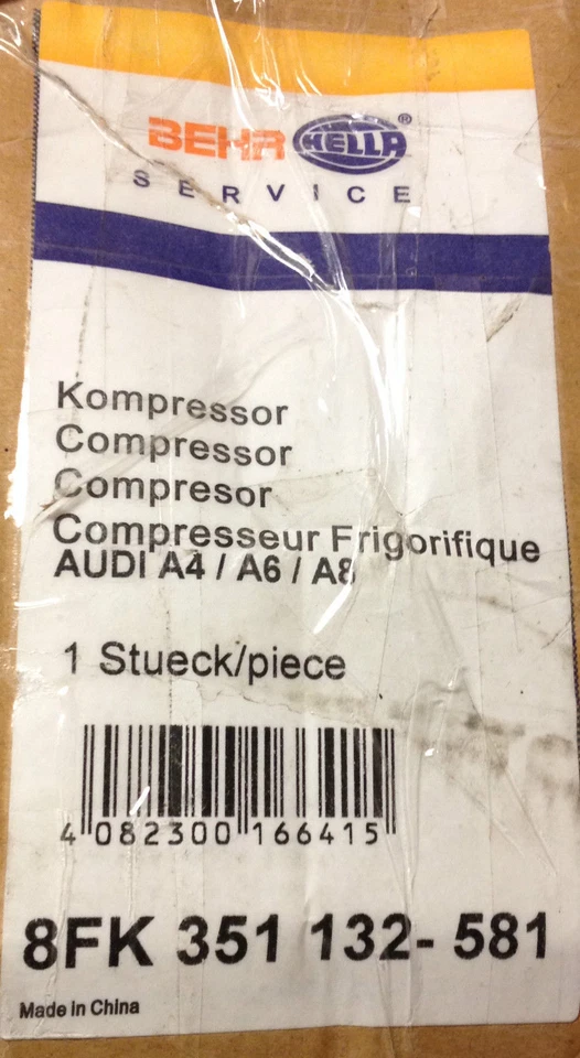 Compresor de aire acondicionado Behr Hella 8FK 351 132-581 AUDI A6/A8 Porsche 911 Boxster Passat Foto 3 de 4