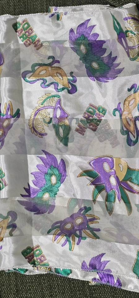  Mardi Gras Masquerade Party Masks New Orleans Scarf Purple Green - Image 4 of 4