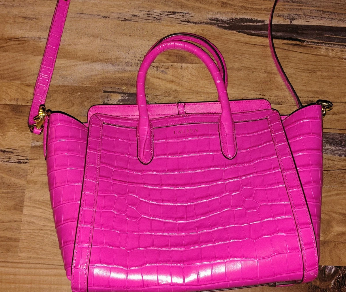 Lauren Ralph Lauren Leather Backpack Magenta Pink Silver Hardware RLL Logo Bag Ralph Lauren Girls Canvas School Backpack With Card Holder  main image 2