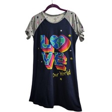 Wonder Nation Girls Love Our World Graphic Sleepshirt Nightgown Size XL 14-16