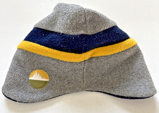 Burton Beanie Cap Earflap One Size Gray Blue Yellow Fleece Lined Hat Polyester