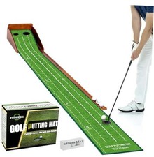 Putting Green Indoor,Golf Putting Mat with Auto Ball Green two holes
