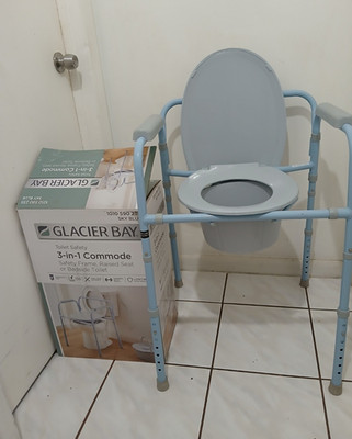 Glacier Bay Bedside Commode Portable Adjustable Aluminum Sky Blue 300 lb