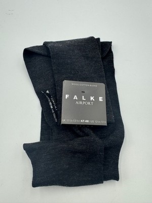 NWT Falke Airport Merino Wool Blend Knee High Socks Mens 47-48 Black Winter Cozy