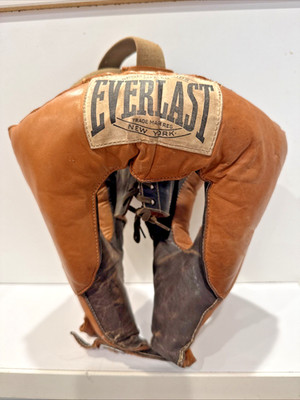 RARE Vintage Everlast Boxing Headgear - Leather Training Helmet - New York USA