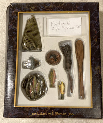 8 pc Fontanini Nativity Accessory FISHING SET #51191 for Seat of Galilee Boat