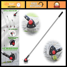 3-in-1 Adjustable Crack Weeder Tool - Long Handle Stainless Steel Brush & Scrape