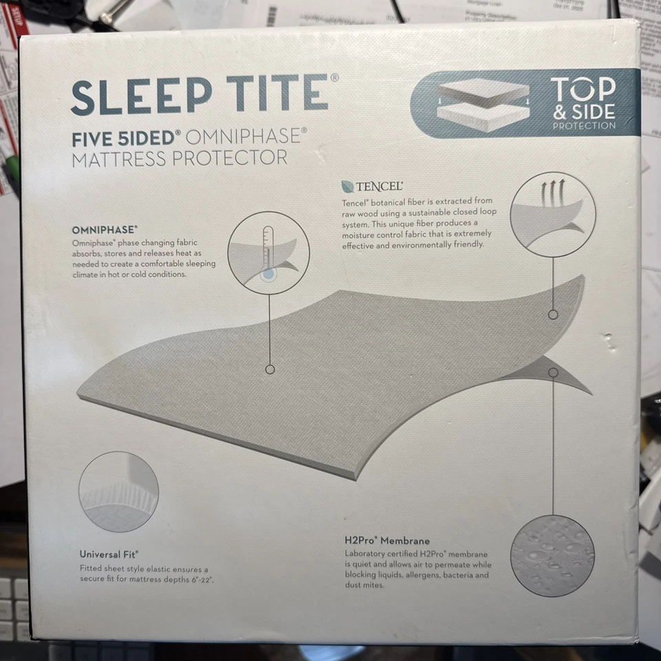Protector de colchón Sleep Tite Omniphase Tencil Split King bolsillo profundo lujo  Foto 3 de 4