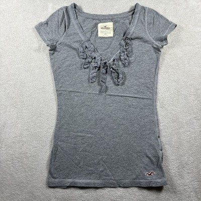 Vintage Hollister Babydoll Women's XS Gray Short Sleeve Top Shirt
