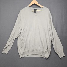 Jos. A. Bank Sweater Mens 2XL Gray V Neck Merino Wool Blend Executive Collection
