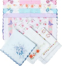 20 Pcs Women's Vintage Cotton Handkerchiefs Ladies Pocket Hankies for Tear Party