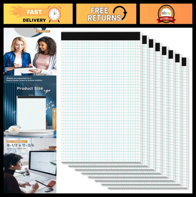 8 Pack Graph Paper Pads 8.5'' x 11'' - 4x4 Quad Grid, Easy Tear, 30 Sheets/Pad