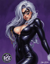 Comic Art One of a Kind Acrylic Painting/ Black Cat