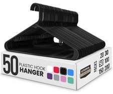 Plastic Clothes Hangers 50 Pack Black, Heavy Duty Durable Coat  Clothes Hangers