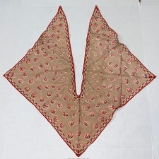 Vintage Baar  Beards Twin Tip Top Hit Fashion Circle Geometric Red Beige Scarf