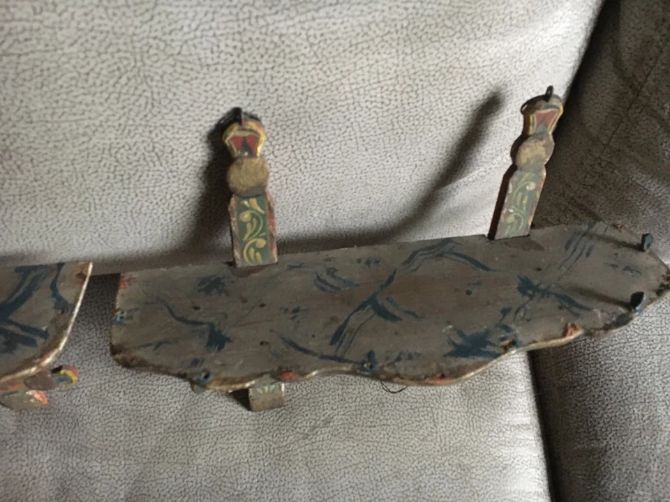 PAIRE ANCIENNE ETAGERE HONGRIE 1900 ART POPULAIRE - Photo 4/4