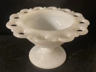 Anchor Hocking Vintage Milk Glass Lace Edge Bowl Pedestal 3x5 Inches